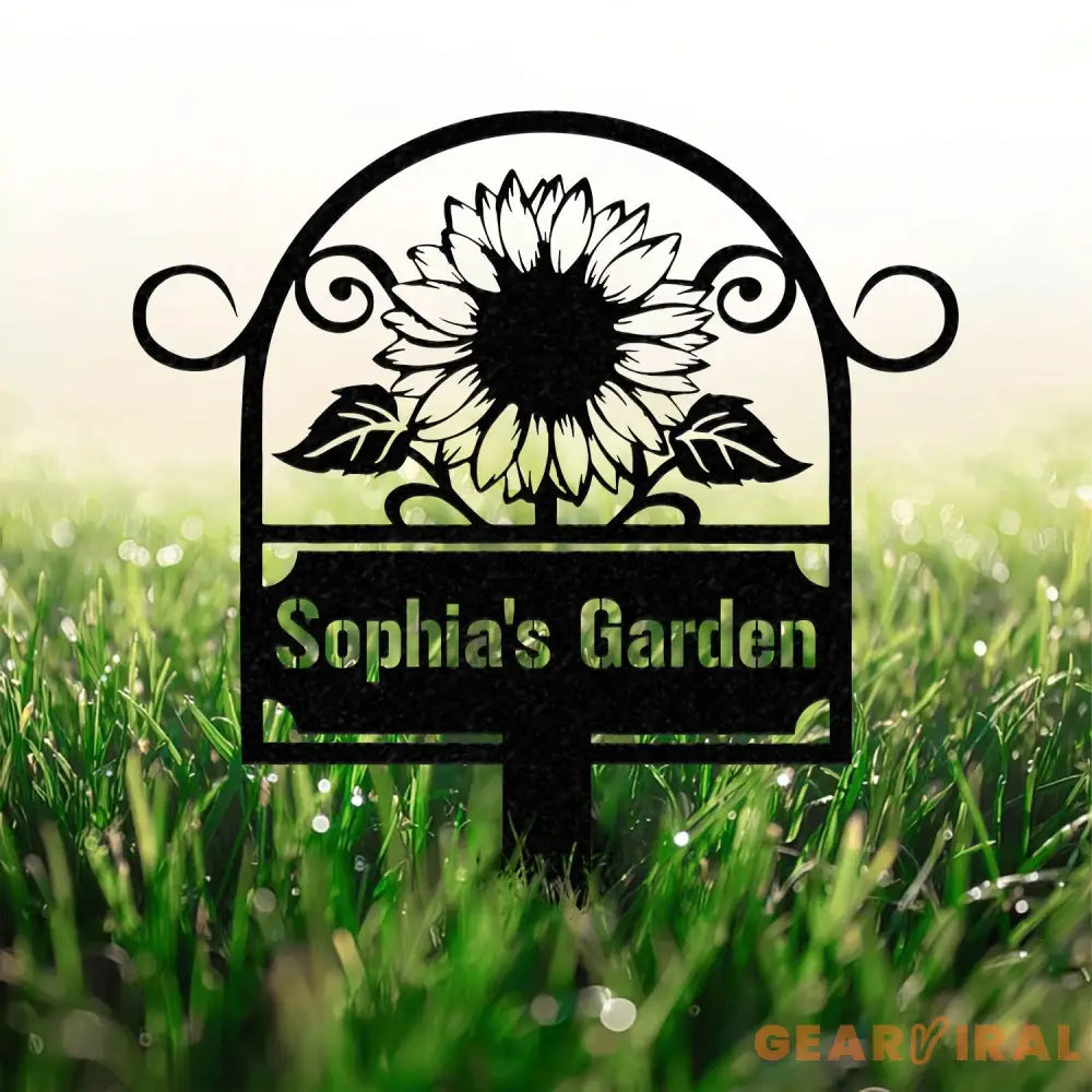 Custom Metal Garden Sign SunFlower Sign with Stakes Personalized Garden Decor Outdoor Metal Sign Housewarming Gift