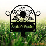 Custom Metal Garden Sign SunFlower Sign with Stakes Personalized Garden Decor Outdoor Metal Sign Housewarming Gift