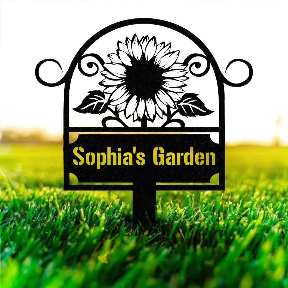 Custom Metal Garden Sign SunFlower Sign with Stakes Personalized Garden Decor Outdoor Metal Sign Housewarming Gift