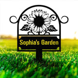 Custom Metal Garden Sign SunFlower Sign with Stakes Personalized Garden Decor Outdoor Metal Sign Housewarming Gift