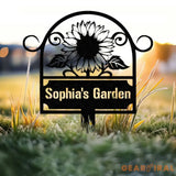 Custom Metal Garden Sign SunFlower Sign with Stakes Personalized Garden Decor Outdoor Metal Sign Housewarming Gift