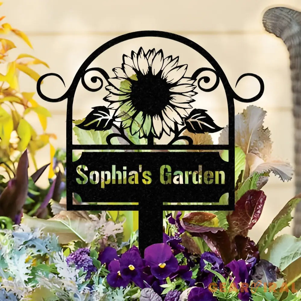 Custom Metal Garden Sign SunFlower Sign with Stakes Personalized Garden Decor Outdoor Metal Sign Housewarming Gift