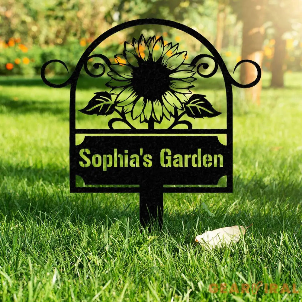 Custom Metal Garden Sign SunFlower Sign with Stakes Personalized Garden Decor Outdoor Metal Sign Housewarming Gift