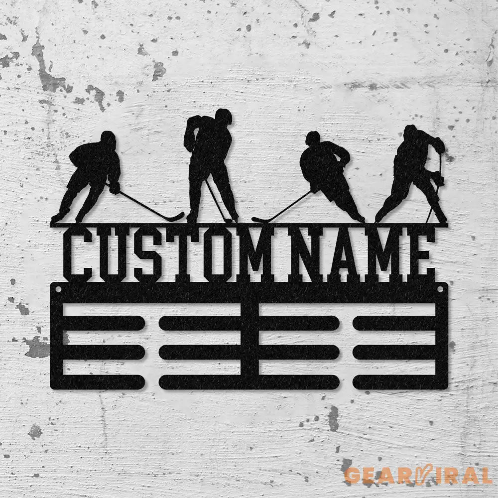 Custom Metal Hockey Medal Hanger Wall Art Led Light Hockey Player Medal Holder 12 Rungs for Medals & Ribbons Medal