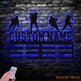 Custom Metal Hockey Medal Hanger Wall Art Led Light Hockey Player Medal Holder 12 Rungs for Medals & Ribbons Medal