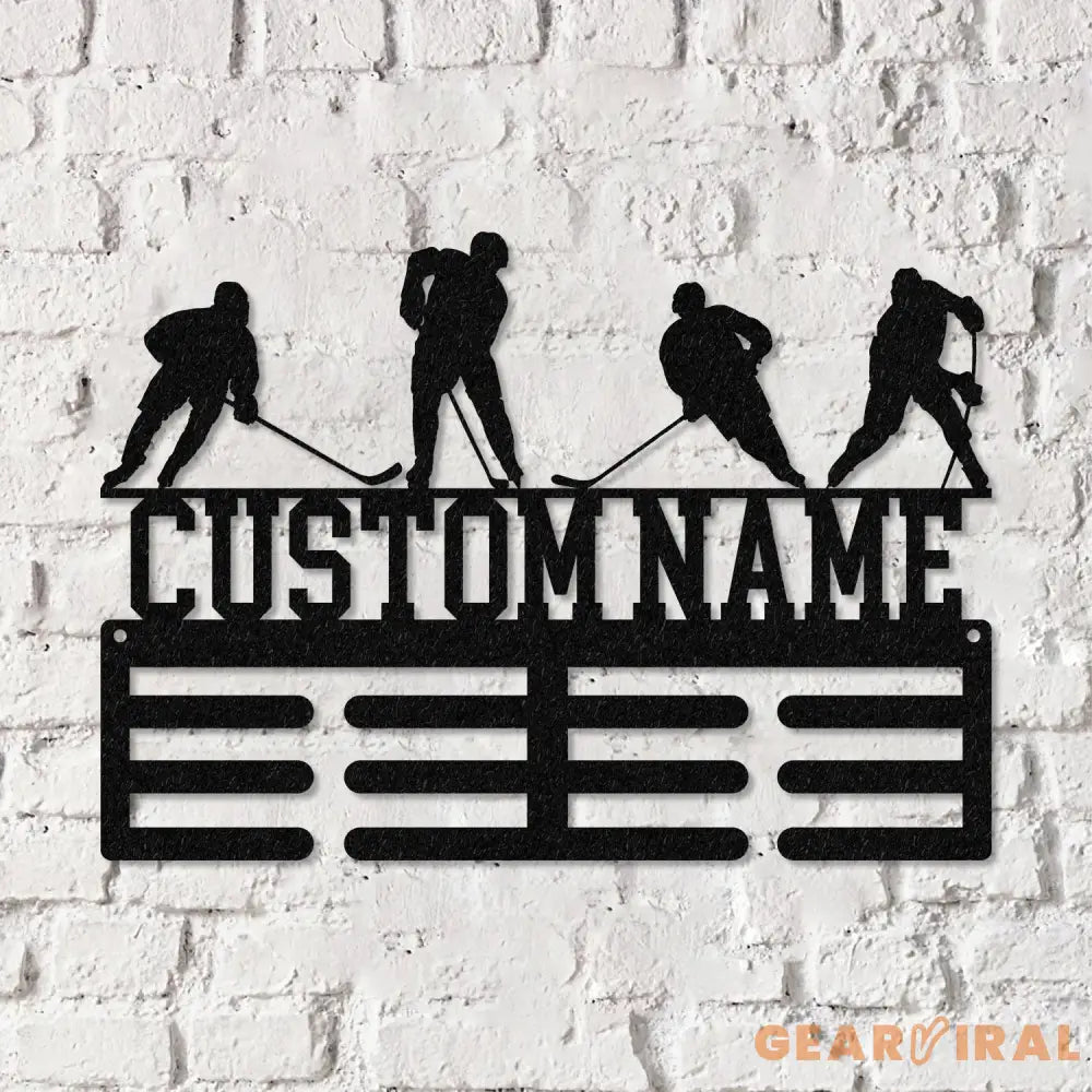 Custom Metal Hockey Medal Hanger Wall Art Led Light Hockey Player Medal Holder 12 Rungs for Medals & Ribbons Medal