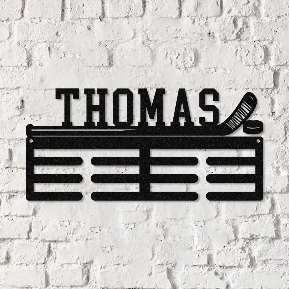 Custom Metal Hockey Medal Hanger Wall Art Led Light Hockey Player Medal Holder 12 Rungs for Medals & Ribbons Medal