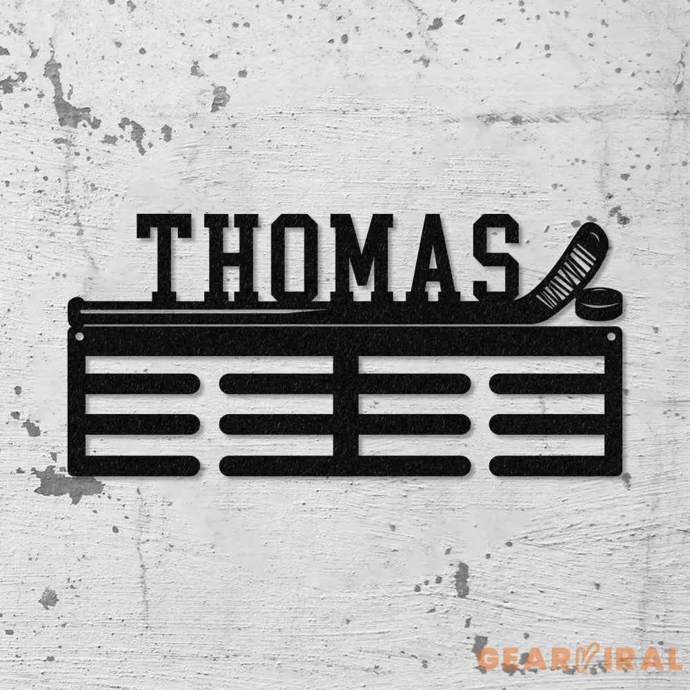 Custom Metal Hockey Medal Hanger Wall Art Led Light Hockey Player Medal Holder 12 Rungs for Medals & Ribbons Medal