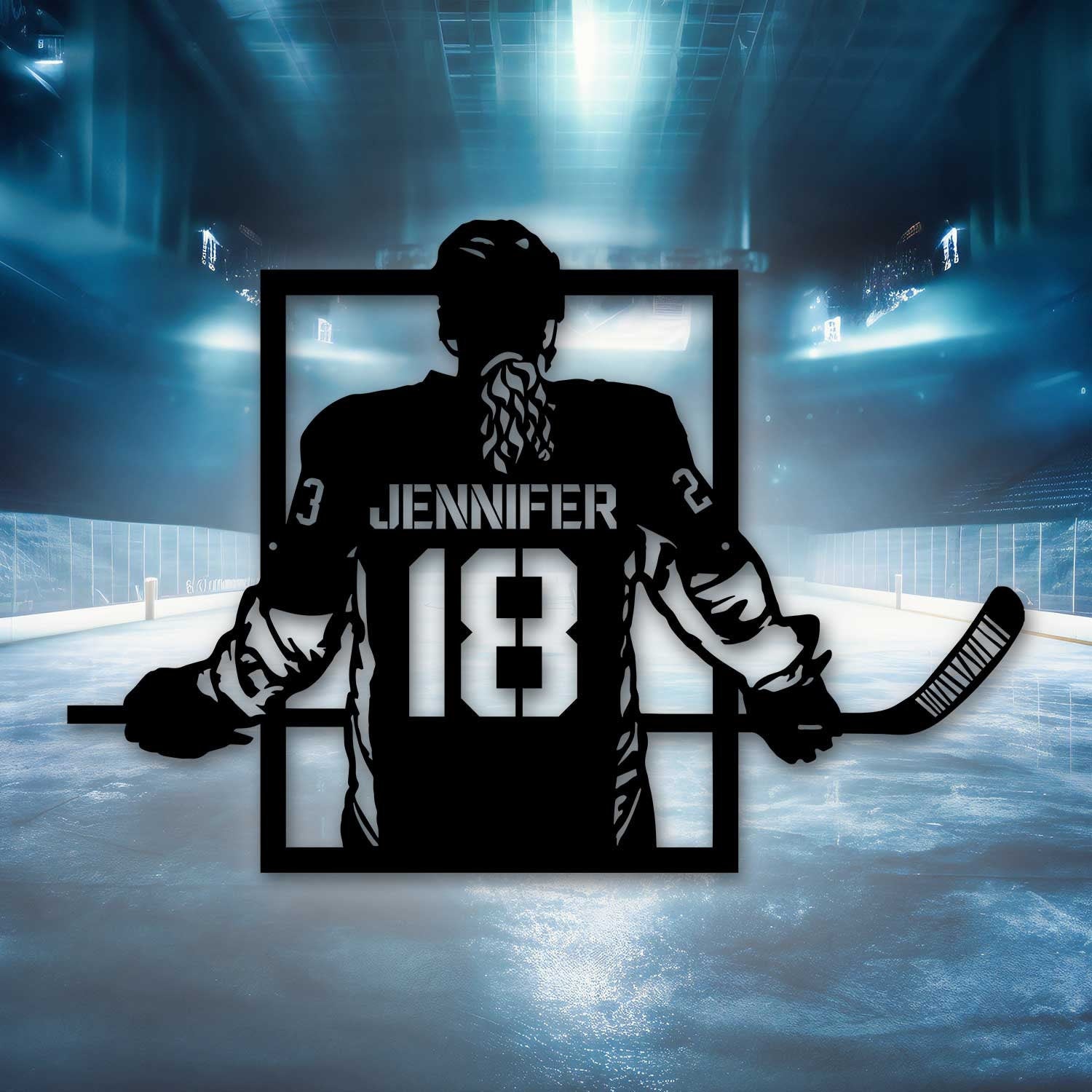Custom Metal Hockey Sign With LED - Personalized Name & Number Wall Art LED Light - Hockey Gifts For Boys Bedroom - Gift For Man | GearViral