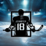 Custom Metal Hockey Sign With LED - Personalized Name & Number Wall Art LED Light - Hockey Gifts For Boys Bedroom - Gift For Man | GearViral