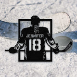 Custom Metal Hockey Sign With LED - Personalized Name & Number Wall Art LED Light - Hockey Gifts For Boys Bedroom - Gift For Man | GearViral