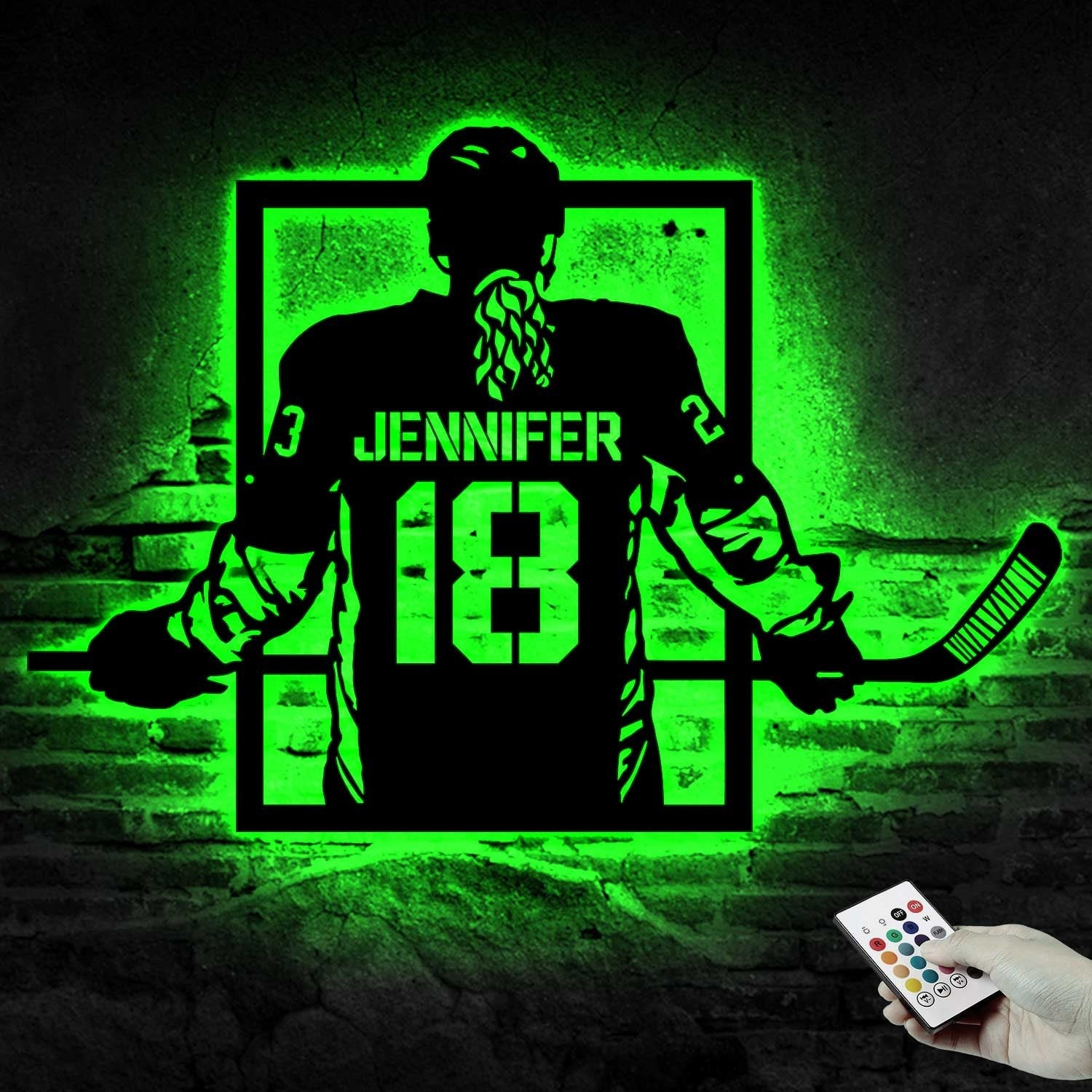 Custom Metal Hockey Sign With LED - Personalized Name & Number Wall Art LED Light - Hockey Gifts For Boys Bedroom - Gift For Man | GearViral