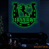 Custom Metal Horseshoe Name Sign with Led Light Nursery Name Sign Personalized Horse Name Sign for Farm Horse Name Sign