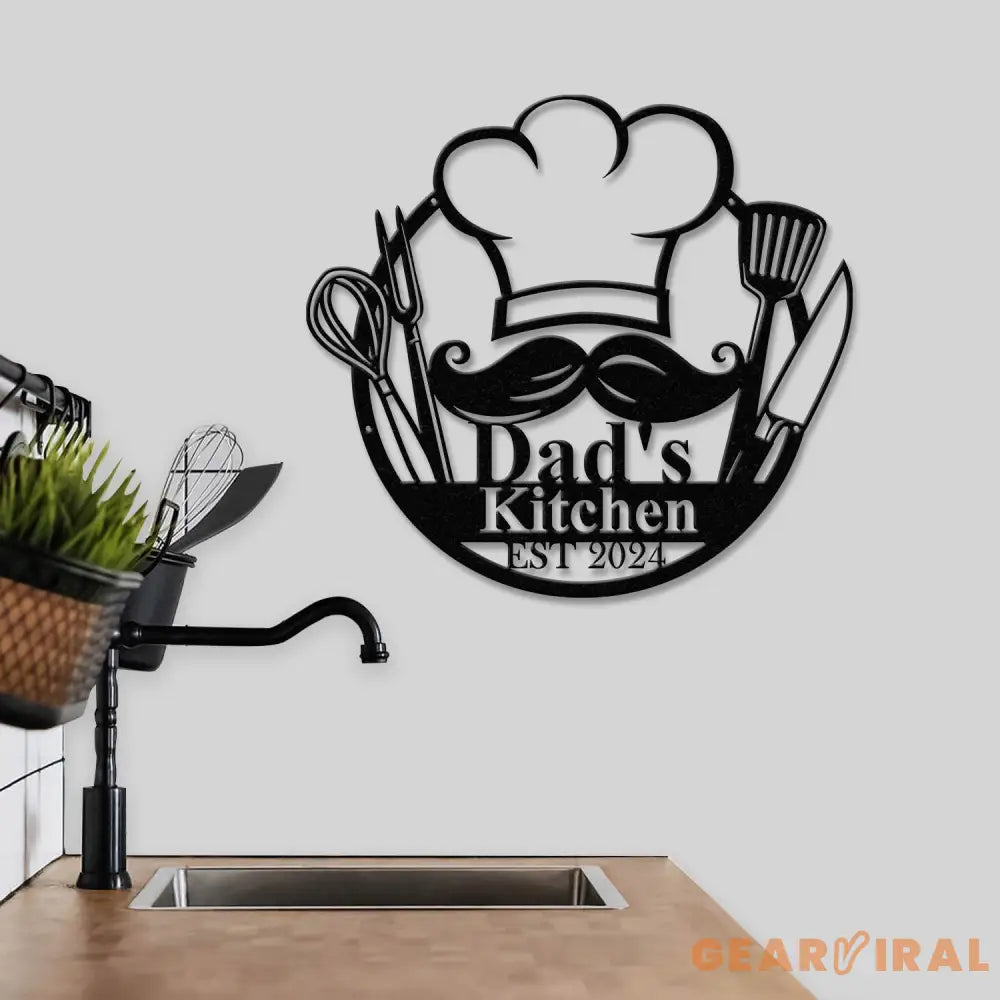 Custom Metal Kitchen Sign Dad’s Kitchen Metal Sign Personalized Kitchen Signs Chef Name Sign Kitchen Decor Personalized
