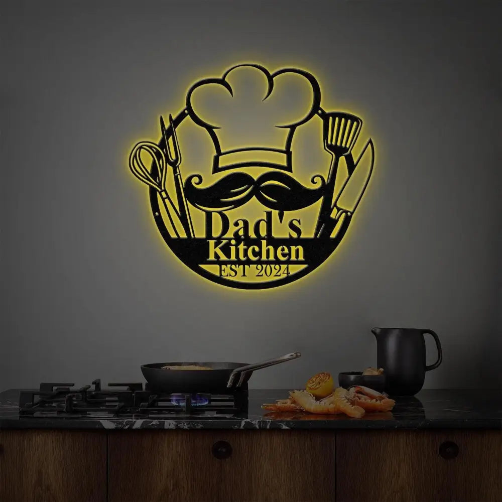 Custom Metal Kitchen Sign Dad’s Kitchen Metal Sign Personalized Kitchen Signs Chef Name Sign Kitchen Decor Personalized