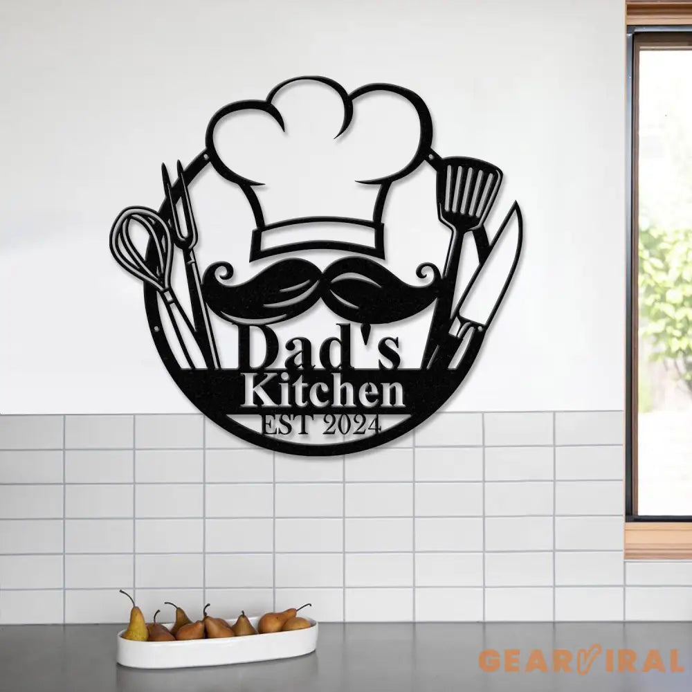 Custom Metal Kitchen Sign Dad’s Kitchen Metal Sign Personalized Kitchen Signs Chef Name Sign Kitchen Decor Personalized