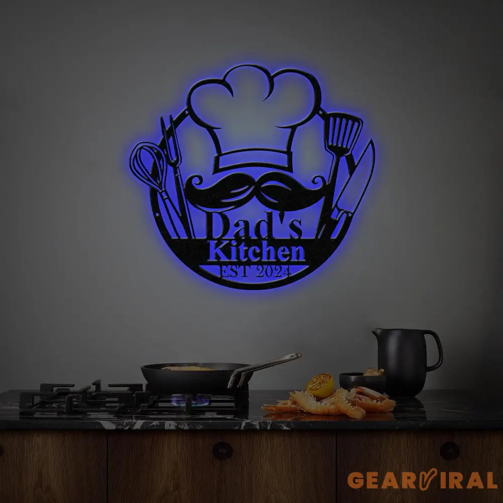 Custom Metal Kitchen Sign Dad’s Kitchen Metal Sign Personalized Kitchen Signs Chef Name Sign Kitchen Decor Personalized