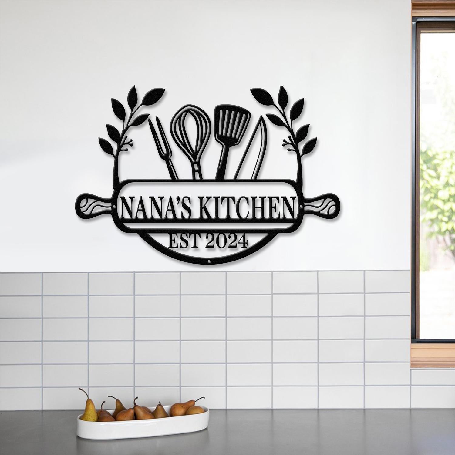 Custom Metal Kitchen Sign, Nana's Kitchen Metal Sign, Personalized Kitchen Signs, Mom's Kitchen, Kitchen Decor, Personalized Pantry Sign