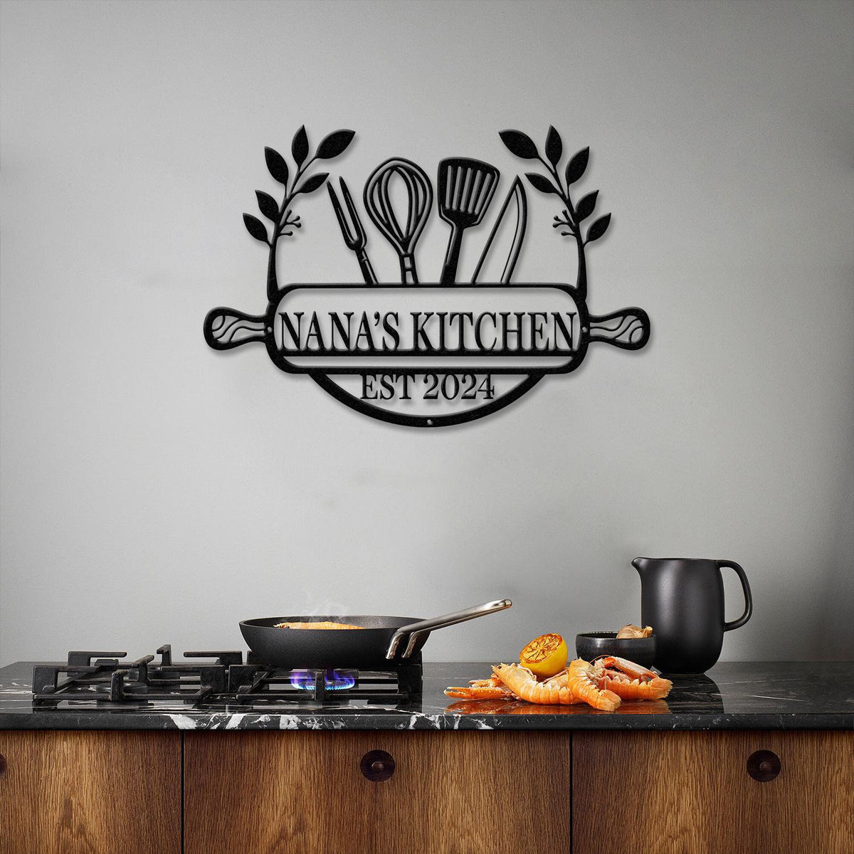 Custom Metal Kitchen Sign, Nana's Kitchen Metal Sign, Personalized Kitchen Signs, Mom's Kitchen, Kitchen Decor, Personalized Pantry Sign