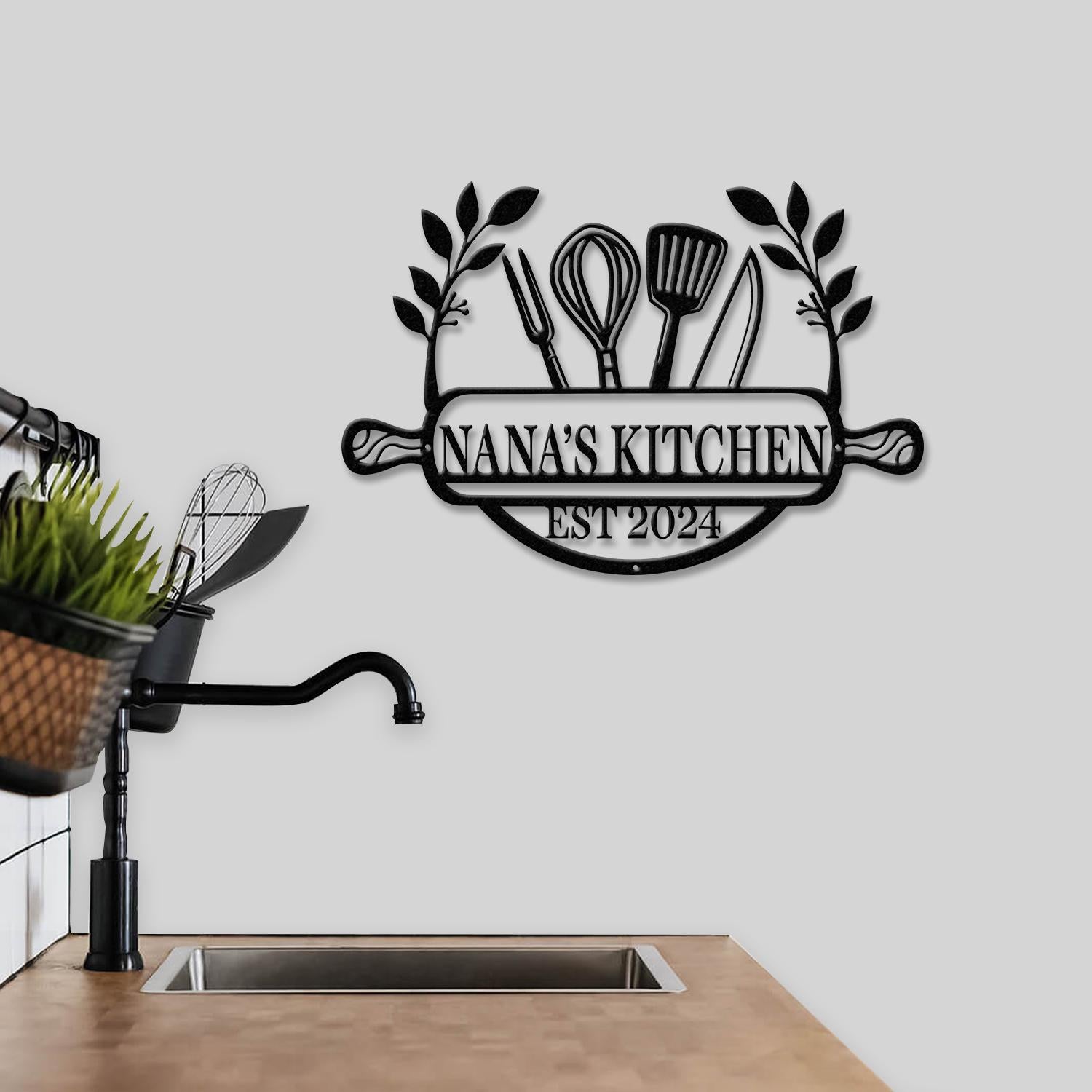 Custom Metal Kitchen Sign, Nana's Kitchen Metal Sign, Personalized Kitchen Signs, Mom's Kitchen, Kitchen Decor, Personalized Pantry Sign