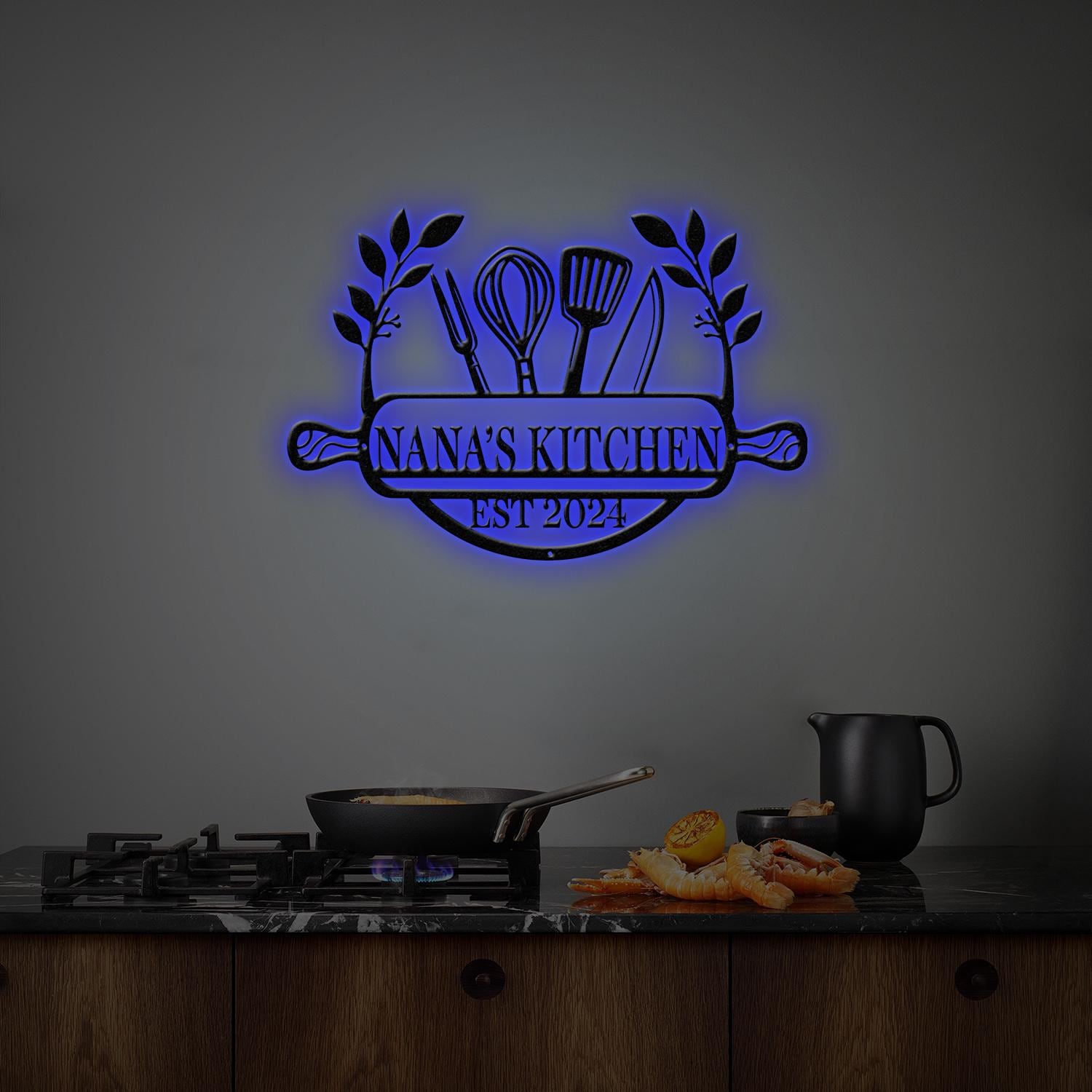 Custom Metal Kitchen Sign, Nana's Kitchen Metal Sign, Personalized Kitchen Signs, Mom's Kitchen, Kitchen Decor, Personalized Pantry Sign