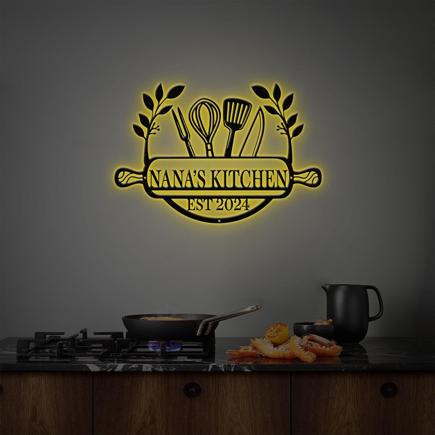 Custom Metal Kitchen Sign, Nana's Kitchen Metal Sign, Personalized Kitchen Signs, Mom's Kitchen, Kitchen Decor, Personalized Pantry Sign