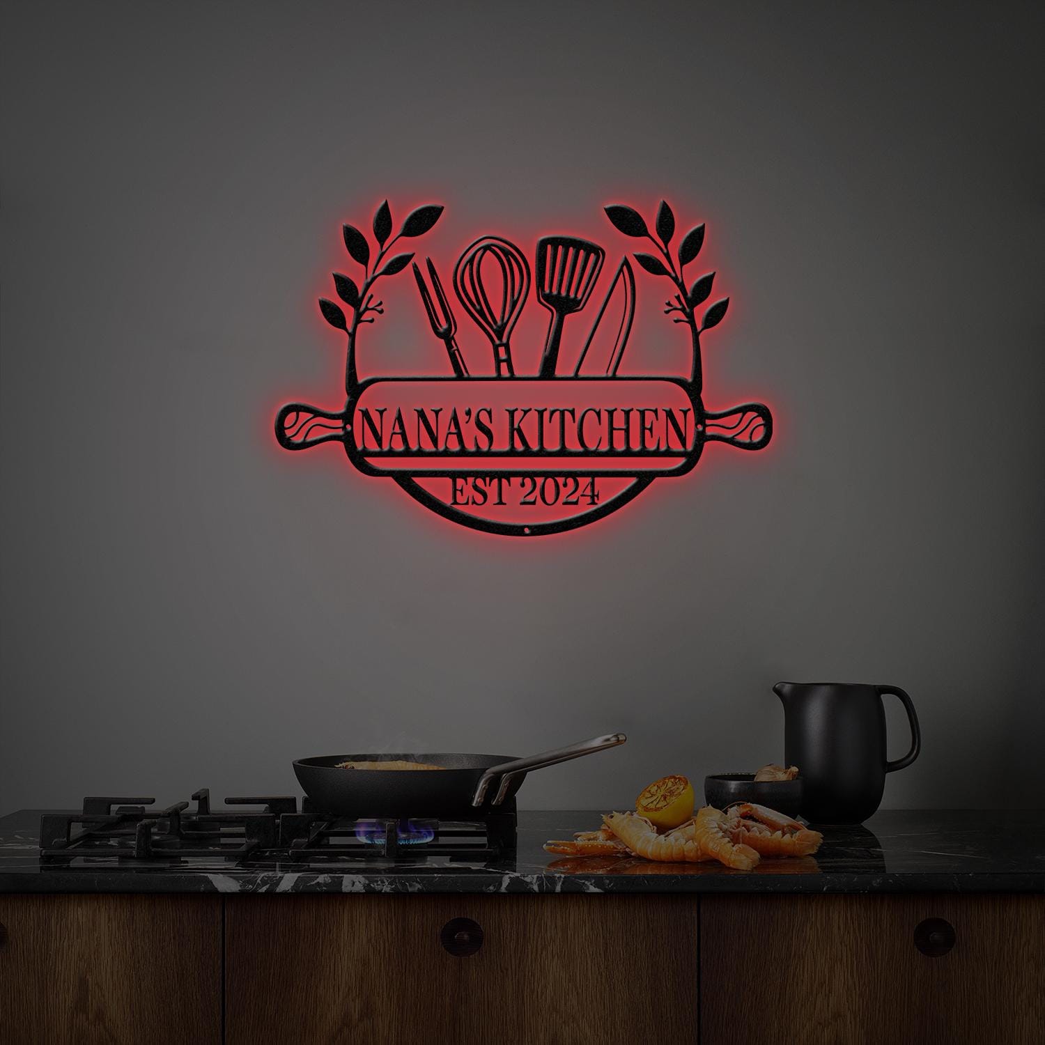 Custom Metal Kitchen Sign, Nana's Kitchen Metal Sign, Personalized Kitchen Signs, Mom's Kitchen, Kitchen Decor, Personalized Pantry Sign