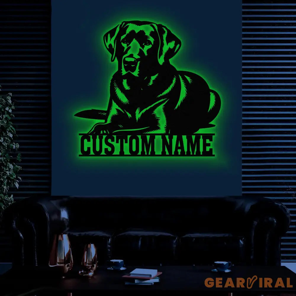 Custom Metal Labrador Retriever Sign with Led Light Labrador Retriever Name Gift Gift For Dog Lover Dog Monogram Metal