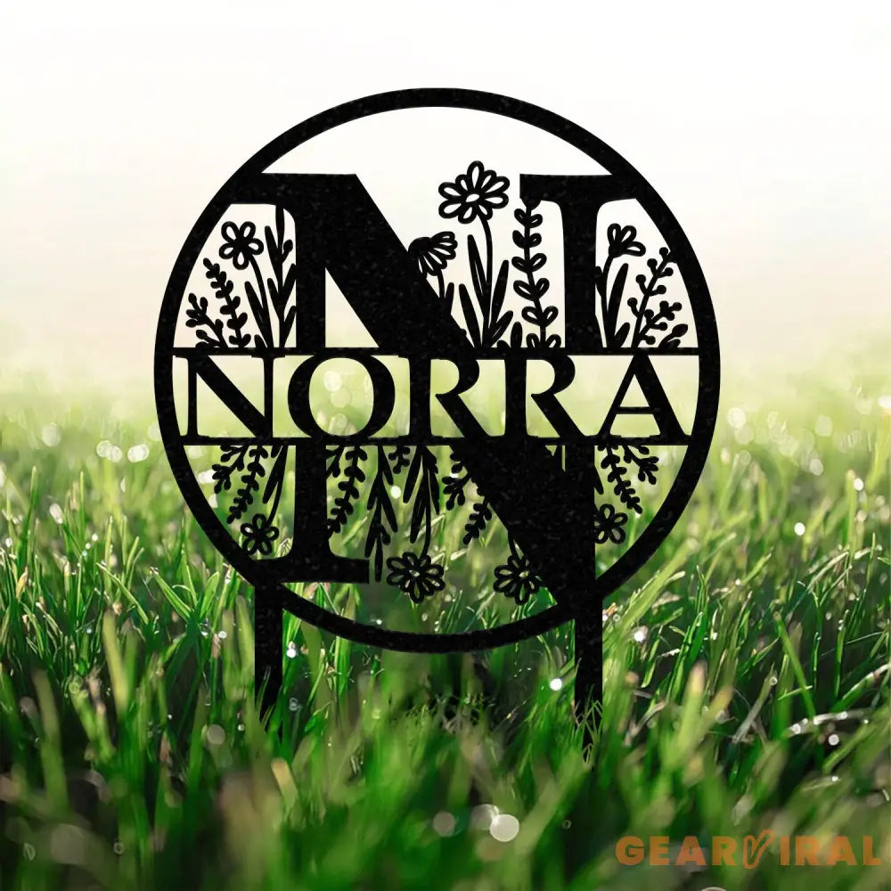 Custom Metal Letter and Name Sign Round Letter Monogram Garden Stake Personalized Metal Staked Garden Sign Yard Art