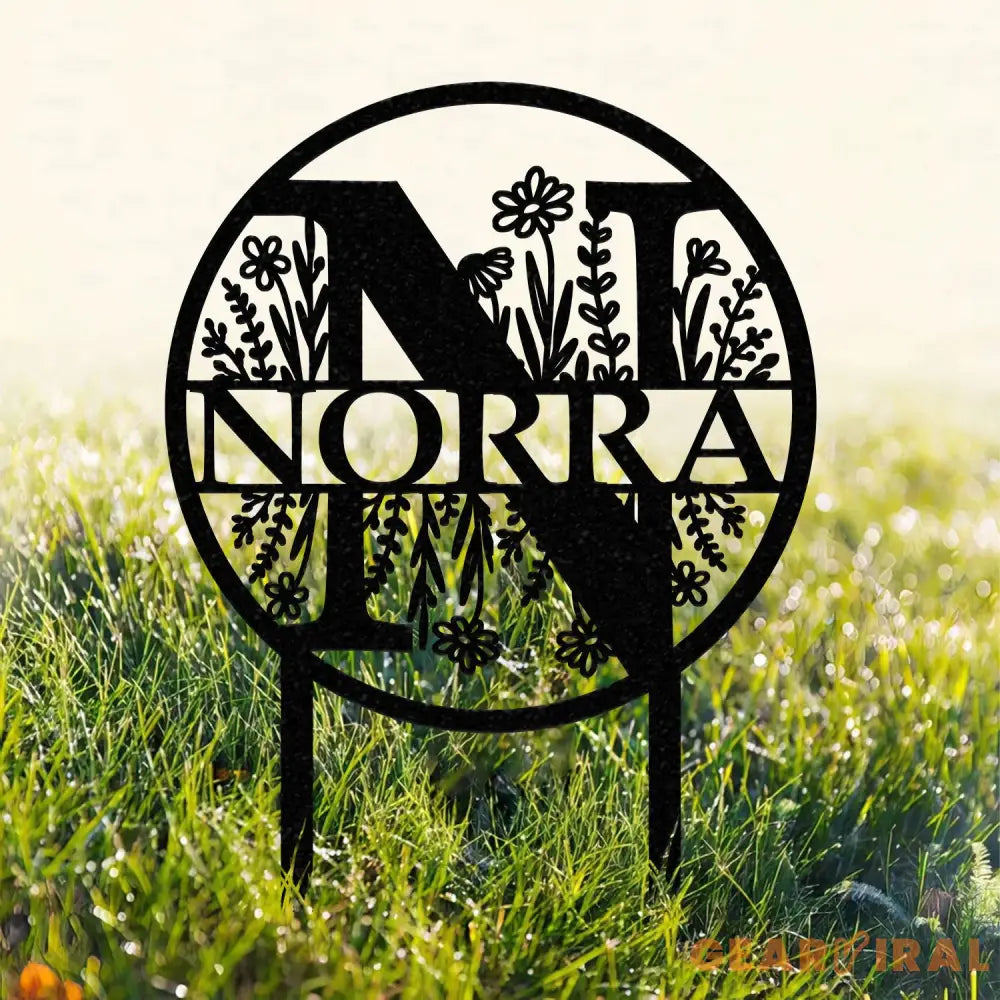 Custom Metal Letter and Name Sign Round Letter Monogram Garden Stake Personalized Metal Staked Garden Sign Yard Art