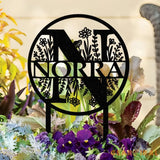 Custom Metal Letter and Name Sign Round Letter Monogram Garden Stake Personalized Metal Staked Garden Sign Yard Art