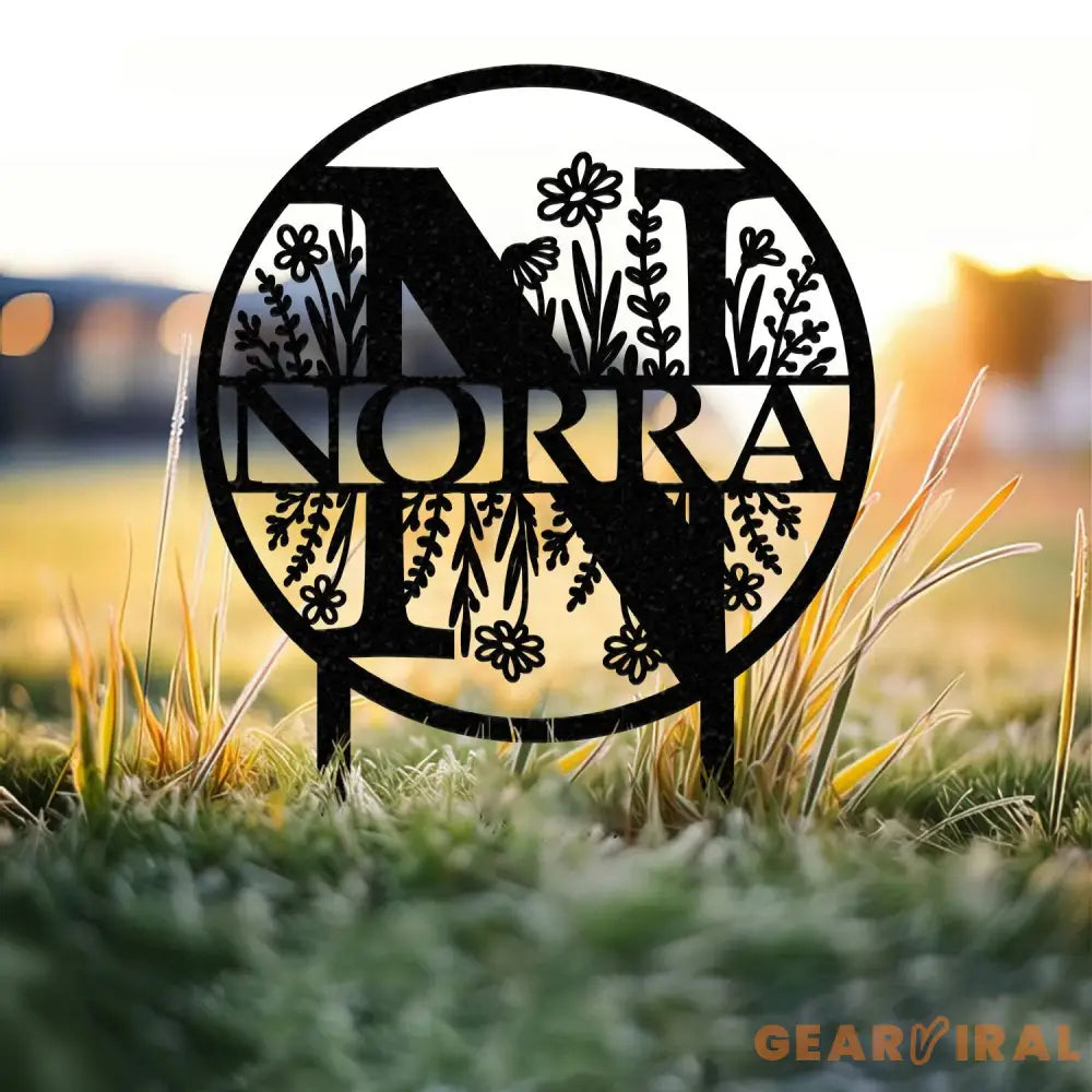 Custom Metal Letter and Name Sign Round Letter Monogram Garden Stake Personalized Metal Staked Garden Sign Yard Art