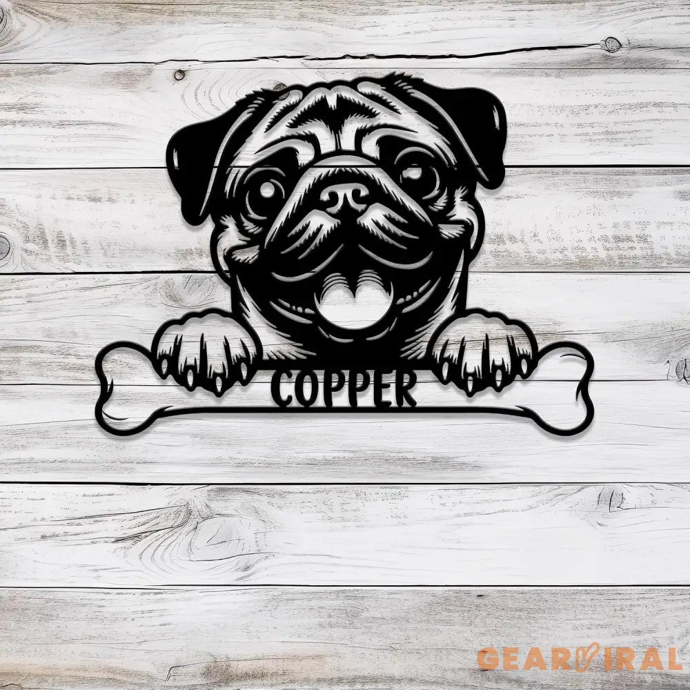 Custom Metal Pug Sign with Led Light Pug Family Name Gift Gift For Dog Lover Dog Monogram Metal Sign Dog Mom Gifts