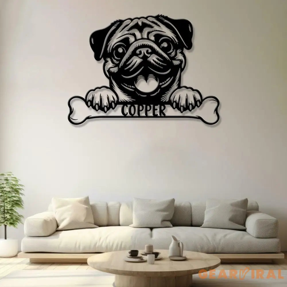 Custom Metal Pug Sign with Led Light Pug Family Name Gift Gift For Dog Lover Dog Monogram Metal Sign Dog Mom Gifts