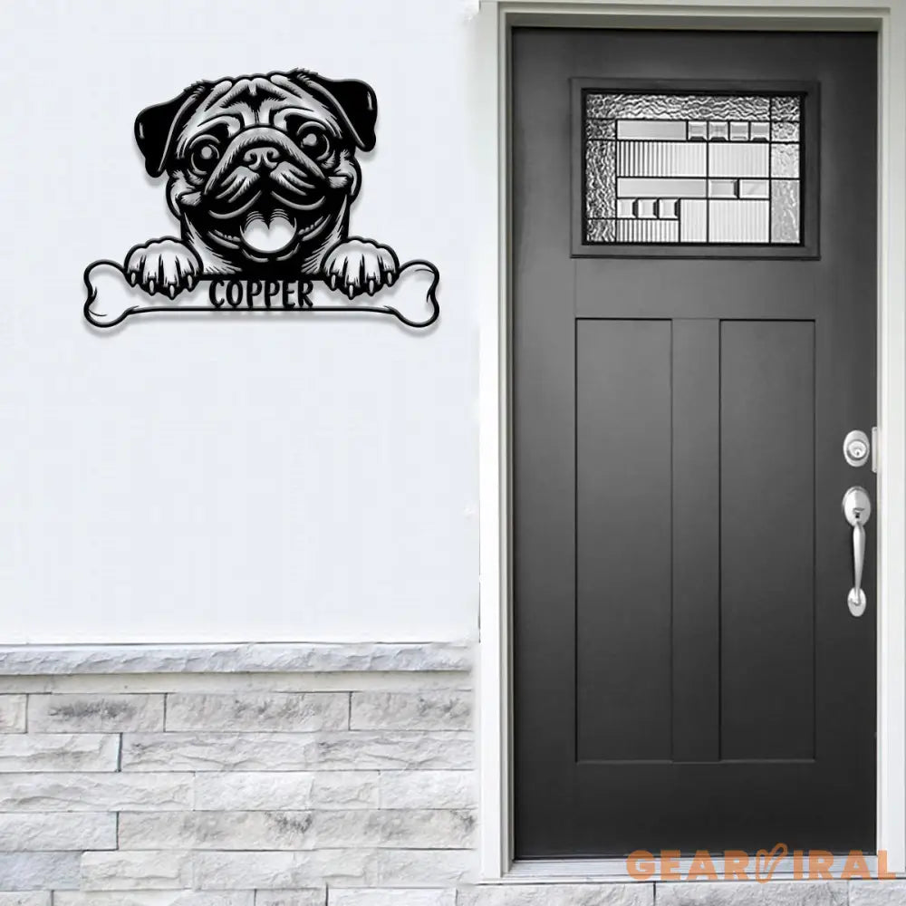 Custom Metal Pug Sign with Led Light Pug Family Name Gift Gift For Dog Lover Dog Monogram Metal Sign Dog Mom Gifts