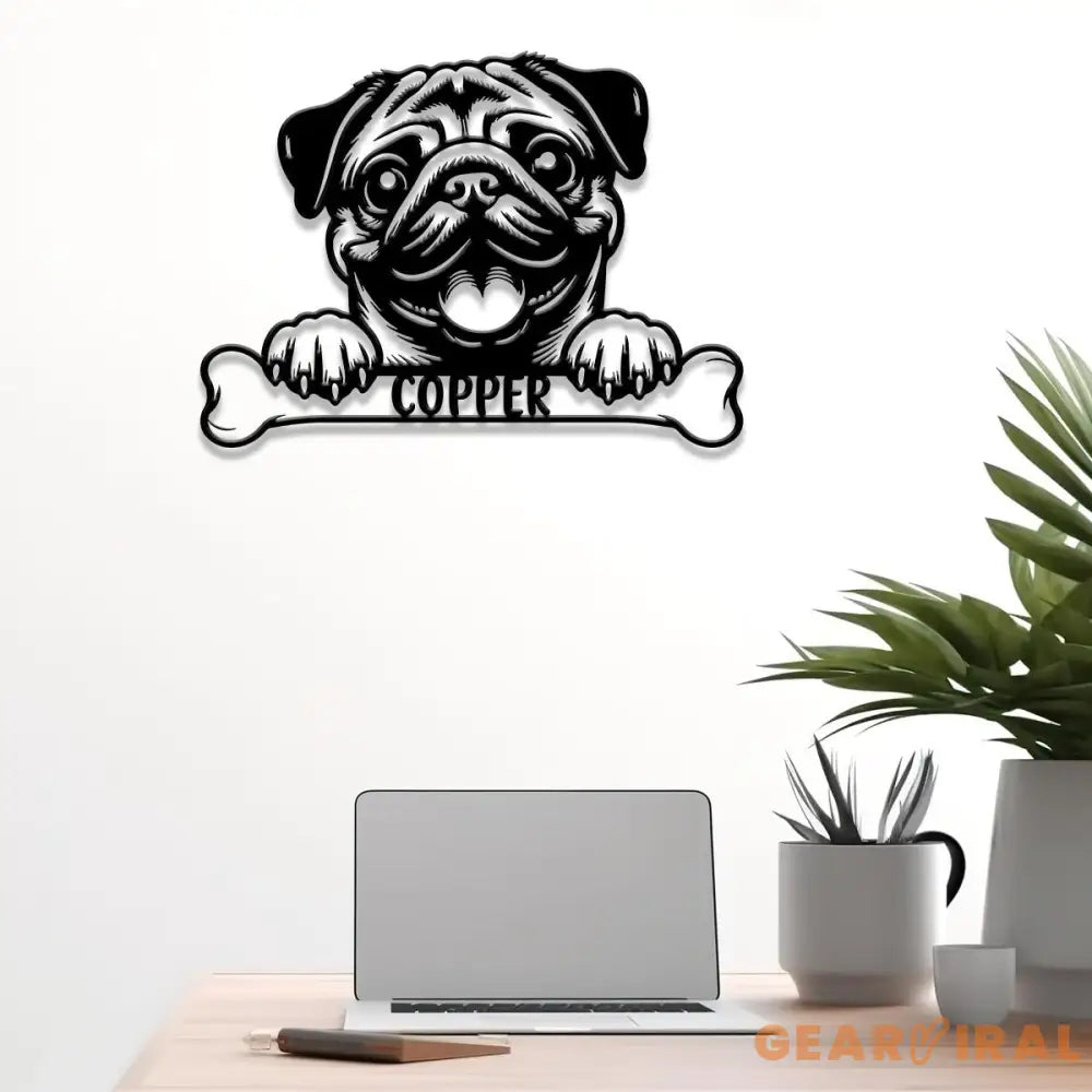 Custom Metal Pug Sign with Led Light Pug Family Name Gift Gift For Dog Lover Dog Monogram Metal Sign Dog Mom Gifts