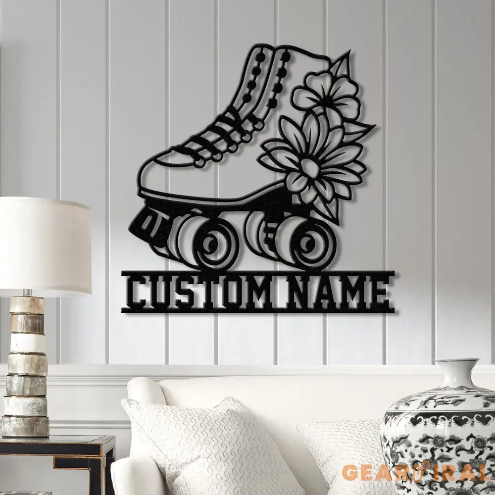 Custom Metal Roller Skate Sign with LED Lights – Personalized Roller Skating Name Sign – Roller Skating Home Decor –