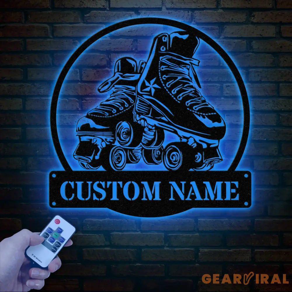 Custom Metal Roller Skate Sign with LED Lights – Personalized Roller Skating Name Sign – Roller Skating Home Decor –