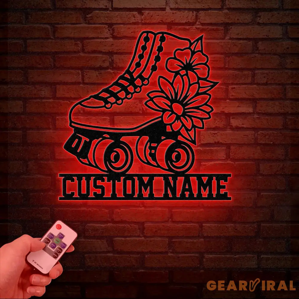 Custom Metal Roller Skate Sign with LED Lights – Personalized Roller Skating Name Sign – Roller Skating Home Decor –