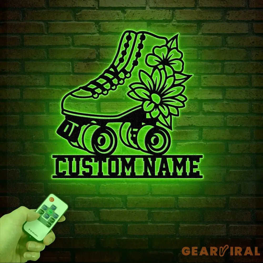 Custom Metal Roller Skate Sign with LED Lights – Personalized Roller Skating Name Sign – Roller Skating Home Decor –