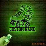 Custom Metal Roller Skate Sign with LED Lights – Personalized Roller Skating Name Sign – Roller Skating Home Decor –