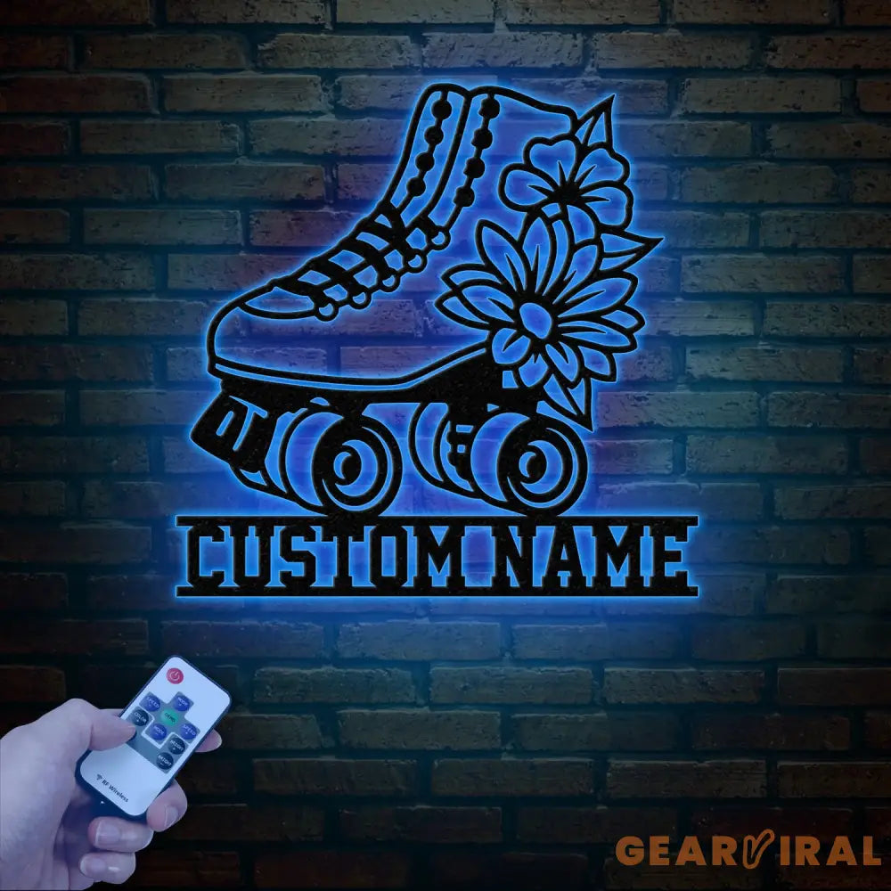 Custom Metal Roller Skate Sign with LED Lights – Personalized Roller Skating Name Sign – Roller Skating Home Decor –