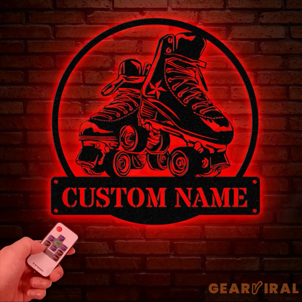 Custom Metal Roller Skate Sign with LED Lights – Personalized Roller Skating Name Sign – Roller Skating Home Decor –
