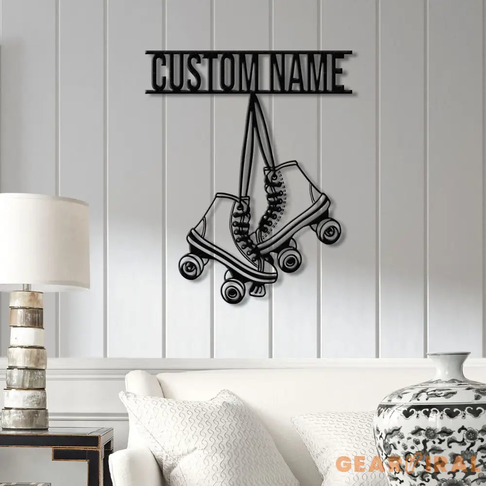 Custom Metal Roller Skate Sign with LED Lights – Personalized Roller Skating Name Sign – Unique Roller Skating Home