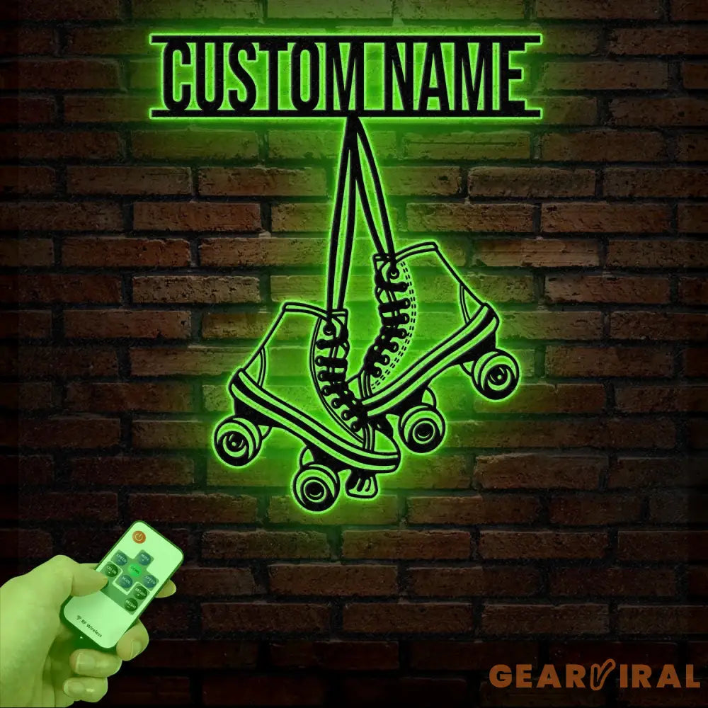 Custom Metal Roller Skate Sign with LED Lights – Personalized Roller Skating Name Sign – Unique Roller Skating Home
