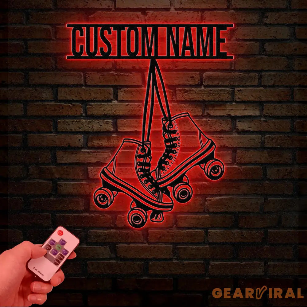 Custom Metal Roller Skate Sign with LED Lights – Personalized Roller Skating Name Sign – Unique Roller Skating Home