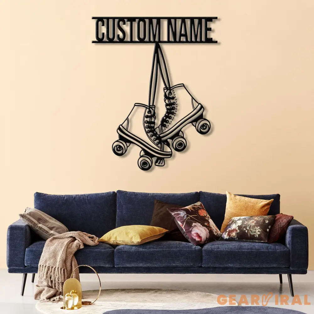Custom Metal Roller Skate Sign with LED Lights – Personalized Roller Skating Name Sign – Unique Roller Skating Home