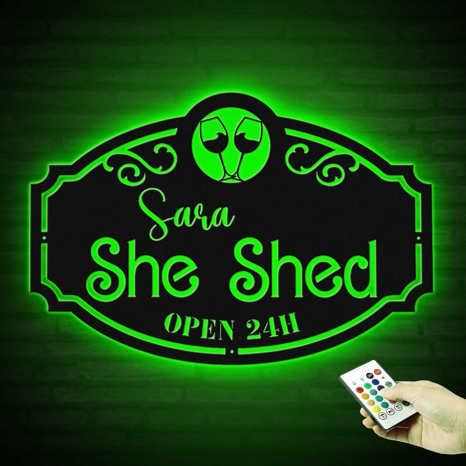 Custom Metal She Shed Sign with Led Lights - She Shed Wall Decor Craft Room Decor - Open 24 Hours - Women Cave Sign | GearViral
