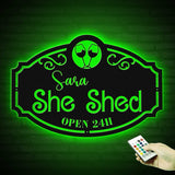 Custom Metal She Shed Sign with Led Lights - She Shed Wall Decor Craft Room Decor - Open 24 Hours - Women Cave Sign | GearViral