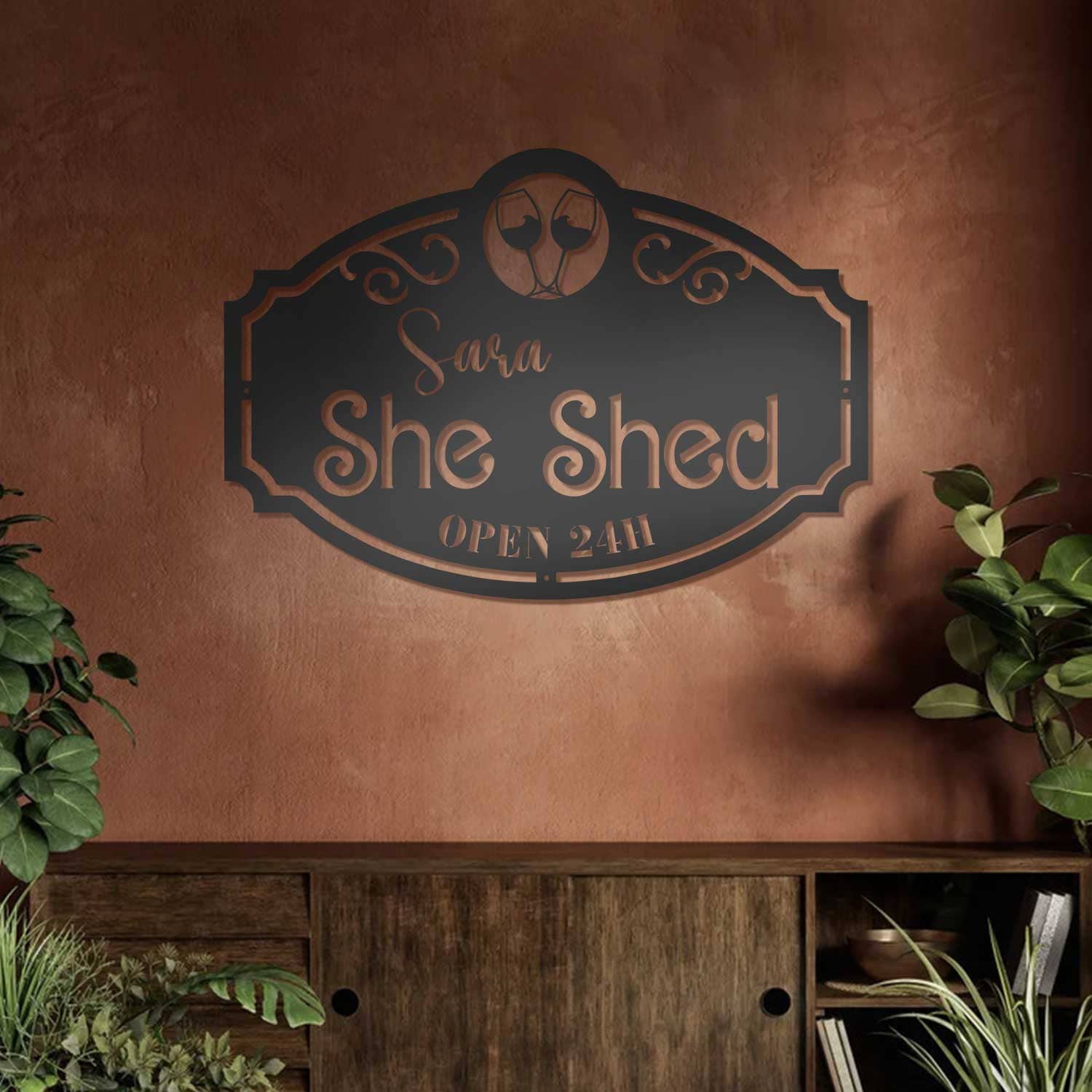 Custom Metal She Shed Sign with Led Lights - She Shed Wall Decor Craft Room Decor - Open 24 Hours - Women Cave Sign | GearViral